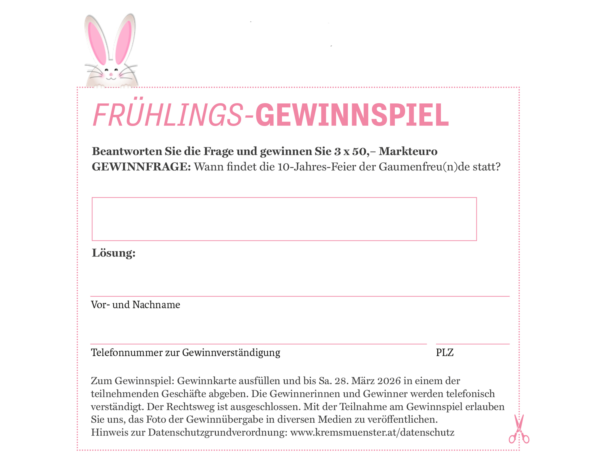 FRÜHLINGS-GEWINNSPIEL